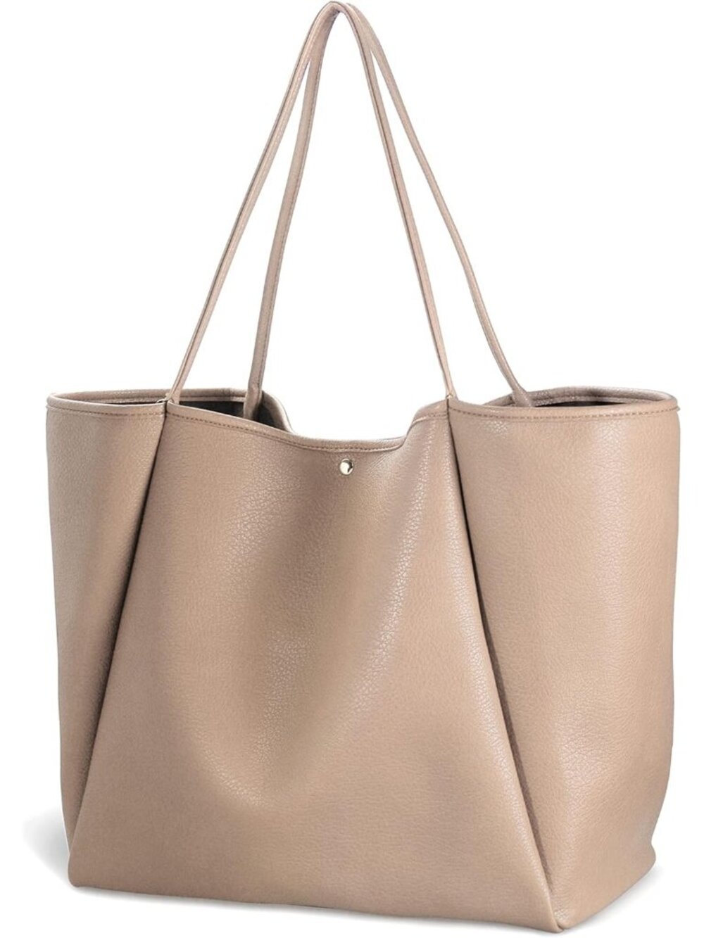 Women's Nude Pu Leather Lightweight Magnetic Snap Closure Tote Handbag